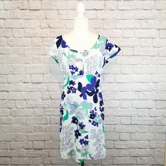 Boden Dresses & Skirts - Boden white blue green floral print summer dress